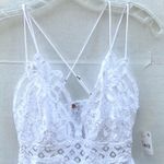 Free People NWT Womens XS white Adella lace crotchet cross strap cami top Photo 4