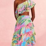 Farm Rio  NWT Beach Vibe Multicolor Top blue pink green ruffle women’s size L Photo 1