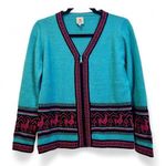 NWT Alpaca Wool Sweater Women’s Cozy & Soft Zip Up Turquoise Cardigan Size Small Blue Photo 0