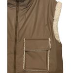 Boohoo Womens Sherpa Vest Size 10 Tan Faux Leather Lined Pockets Full Zip NWT Photo 3