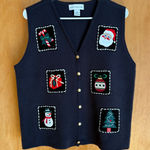 Croft & Barrow  Christmas Sweater Vest XL‎ Embroidered Holiday Festive Fun Photo 0