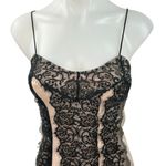 Lashez Black Floral Lace Overlay Spaghetti Strap Zipper Mini Bodycon Dress Sz 8 Photo 2
