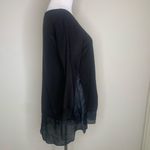 Black Sweater Sz Medium Scoop Neck Chiffon Hem Photo 3