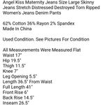 Angel Kiss Maternity Jeans Size Large Skinny Jeans Stretch Distressed Destroyed Torn Ripped Photo 5