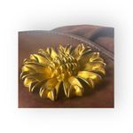 Y2K: Robert Lee Morris 𑁍 Gold Plated Brass Floral Medallion Clutch Crossbody Bag Brown Photo 5