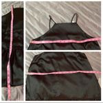 Maisie Monti Tiered Slip Dress Mini Satin Square Neck Drop Waist LBD Black M Size M Photo 9