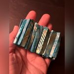 Chunky Turquoise Blue Green Brown Abalone Stone Bracelet stretchy summer boho Photo 7