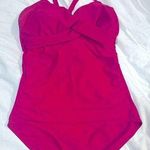 Cabana Del Sol Cabana Beach One-Piece Swim Ruched Flattering Fuscia Pink Summer Vacay Pool Sz L Photo 0