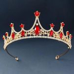 🆕Red Crystal Rhinestone Tiara Crown Red Photo 0