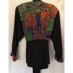 Vintage Platinum Dorothy Schoelen Skirt Set Jacket Top Skirt 2 pcs Sz S Abstract Black Photo 7