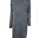 CAbi COPY - # 3295 Provincial Floral Shift Dress Womens Size Sm Blue Brown Shee… Photo 4