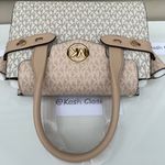 Michael Kors MK Carmen Medium Color-Block Logo Satchel -Buff Multi Photo 6
