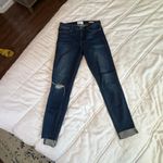 Frame le high raw hem distressed dark wash skinny jeans 29 Photo 1
