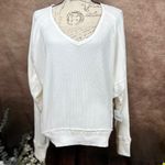 Free People  Santa Clara Ribbed Waffle Knit Oversized Top Alabaster S Photo 6