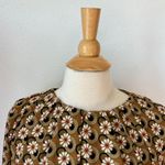 MELLODAY 70s Retro Vibe Brown and Orange Long Sleeve Floral Blouse Photo 3