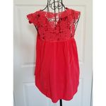San Joy  Sleeveless Top Coral V-neck w/ Open Lace Upper Body Womens Size Small Photo 3