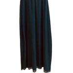 Lulus NWT  Chiffon Sleeveless Highneck Key Hole Back Side Slit Maxi Dress M Green Photo 3