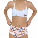 new Submarine ❤︎ Highs + Lows Print Bikini Set ❤︎ Cherry Blossom on Baby Blue Size XS Photo 9