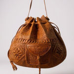 American Vintage Vintage Tooled Leather Saddle Shoulder Tan Sling bag Large Photo 0