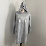 Michael Kors Gray Silver Logo Sweatshirt Dress size Medium Hoodie Athleisure Y2K Photo 9