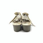 Fly London  Ylva Ylfa 41 Metallic Gold Leather Lace Up Open Toe Wedge Sandal Shoe Photo 5