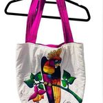 Julia Pinkham Vintage Parrot Pink and White Tote Bag Purse Photo 0