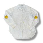 KERRI ROSENTHAL Womens Smiley Face Patches Heart Embroidered Button Up Shirt S White Photo 0