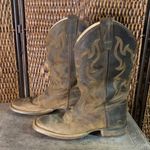 Old West  Brown Cowboy Boots Embroidered Leather Size 4(kids)/6.5(women’s) Photo 0