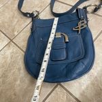 B. Makowsky Blue pebbled Leather Crossbody Bag Buckle Detail Designer Purse Photo 3