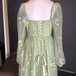 Green Long Sleeve Prom Party Dress Embroidered Flowers & Butterflies Size 12 Green Photo 4