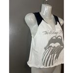 American Eagle  Tank Top Womens Medium White Rolling Stones Cropped Graphic Band Photo 1