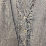 H&M  Blue Striped Linen Rayon Button Up Top Blouse Women’s‎ Sz 10 Beachy Summer Photo 1