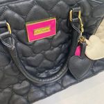 Betsey Johnson Cream & Black Heart Quilted Hearts Crossbody Bag EUC Medium Size Photo 1