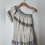 Mirth Paros Grecian Jamdani one shoulder cotton embroidered maxi dress S Blue Photo 2