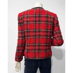 Petite Sophisticate Vintage 80s 90s Red Plaid Blazer Cropped Jacket Size 8 Photo 2