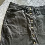 Good American  Size 10/30 A-Line Button Front Mini Skirt Dark Olive Green Denim Photo 1