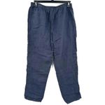 Orvis  Size Medium Tie Waist‎ Pants Blue 100% Linen Comfy Fit w/ Pockets Photo 1