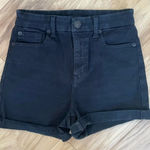 American Eagle Women’s Sz 2 Curvy Hi Rise Shortie Shorts in Black Photo 0