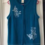 Blair Zip up blue floral embroidered sweater vest. Size S Photo 5