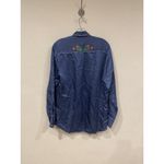 Carolina K Shirt Womens Medium Blue Western Embroidered Floral Snap Front Piped Photo 3