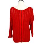 Anthropologie  Moth Open Knit Zipper Back Sweater Orange Size XL Photo 5