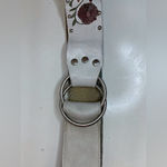 Calvin Klein  Y2K Boho Floral Embroidered White Genuine Leather Belt‎ Size M Photo 1