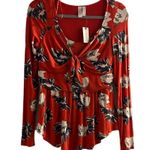 Anthropologie NEW Meadow Rue by Red Josalyn Floral Peplum Knotted Top Size Small Photo 2