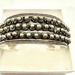 Sterling Silver 925 Studded Cuff Bracelet Fits 6.5 Photo 0