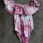 Stella Tweed magenta tie dye short sleeve bodysuit with overlay M Photo 11