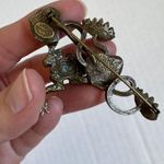 Sweet Romance USA Bronze Tone Frog Lily Pad Brooch Womens Estate Jewelry Vintage Green Photo 4