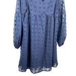 Boutique  Navy Clip Dot Mini Dress Size Small Babydoll Empire Waist Long Sleeve Photo 7