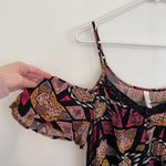 Xhilaration Short Sleeve Cold Shoulder Dress Black Pink Geometric Boho Mini XXL Photo 7