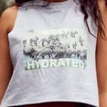 Aerie NEW Offline Cropped Muscle Tank Top Graphic Print Gray Crew Neck Small Photo 6