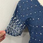 Vintage 90s GTG Small Blue Denim Midi Short Sleeve Momcore Dress w/Pockets Photo 10